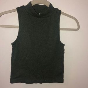 Mock neck green crop top